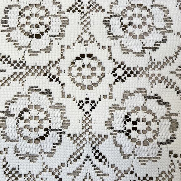 Small Square Tablecloth Cover Cream Lace Fabric Floral Design 34 x 35 Polyester - Picture 6 of 7